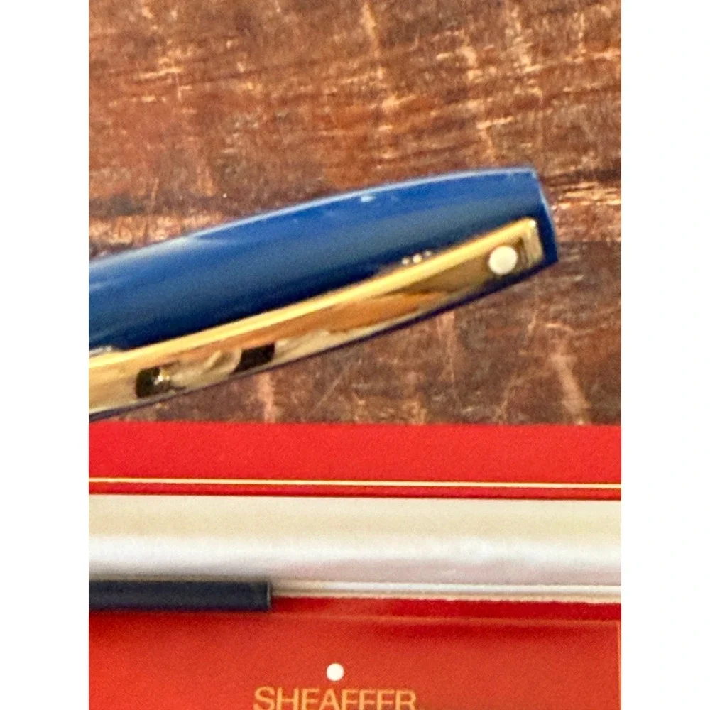 Sheaffer Triumph Imperial Fountain Pen Blue Gold Fine Nib Box Papers 1990s